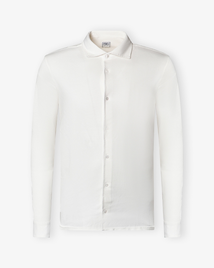 FEDELI Fedeli - Pique polo long sleeve - Offwhite