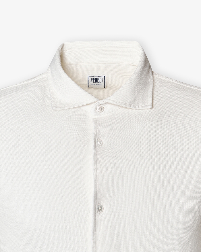 FEDELI Fedeli - Pique polo long sleeve - Offwhite