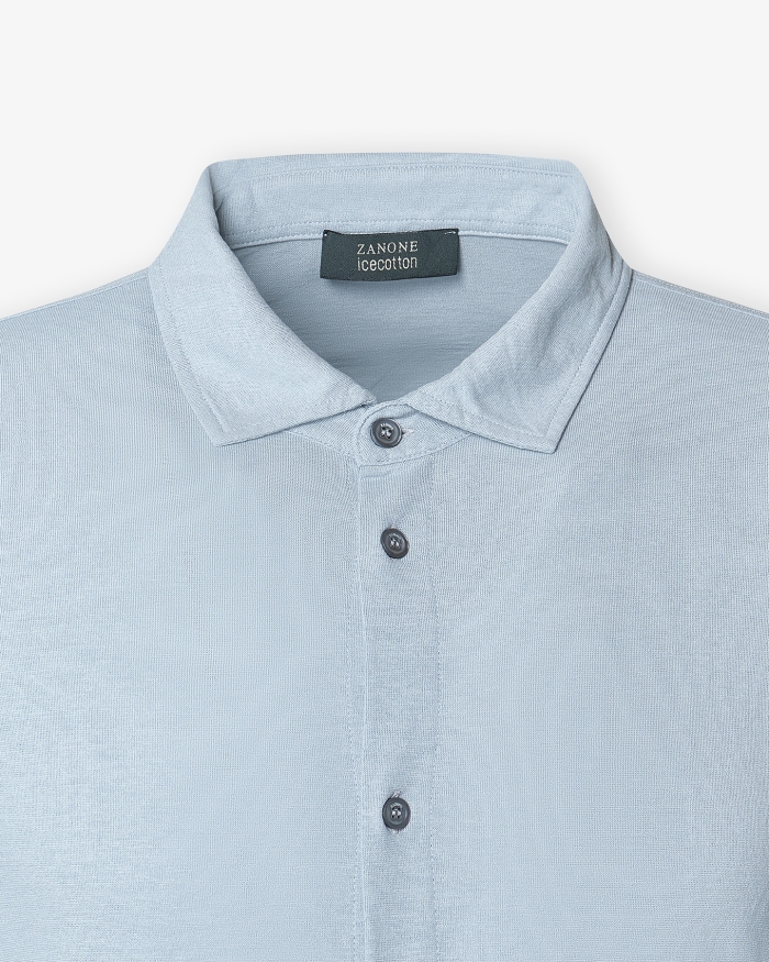 ZANONE Polo shirt long sleeve - Ice cotton - Light blue
