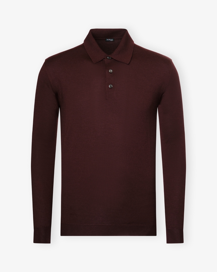 KITON Kiton - Polo long sleeve - Cashmere silk - Bordeaux