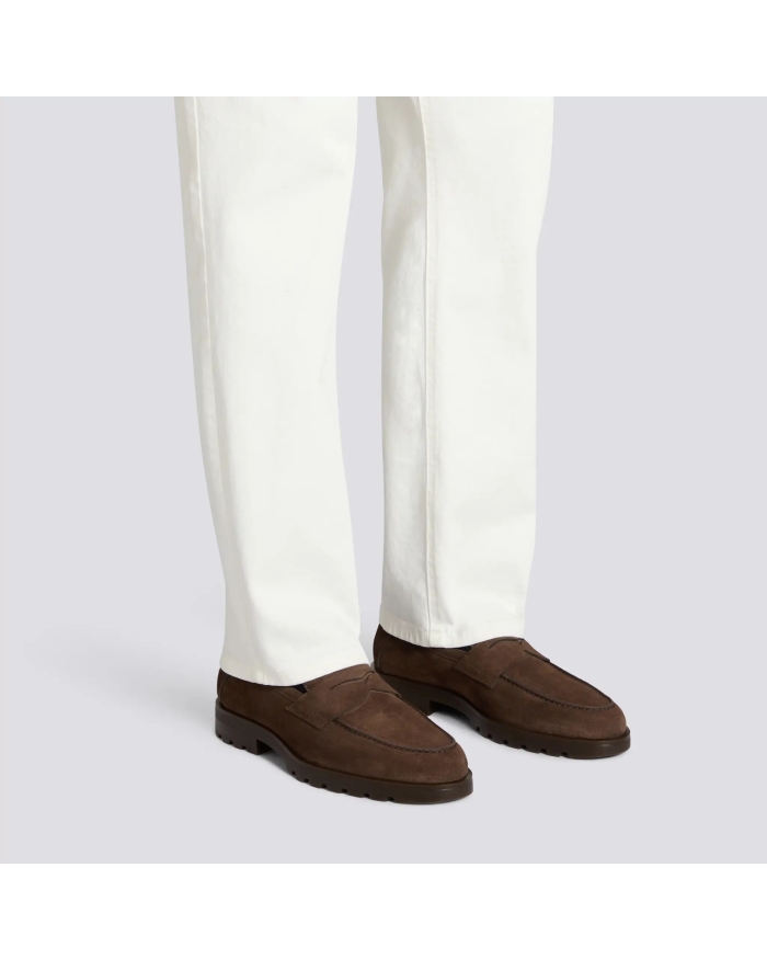 SANTONI Santoni - Calf suede penny loafer - Brown