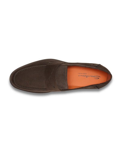 Santoni - Calf suede penny loafer - Brown