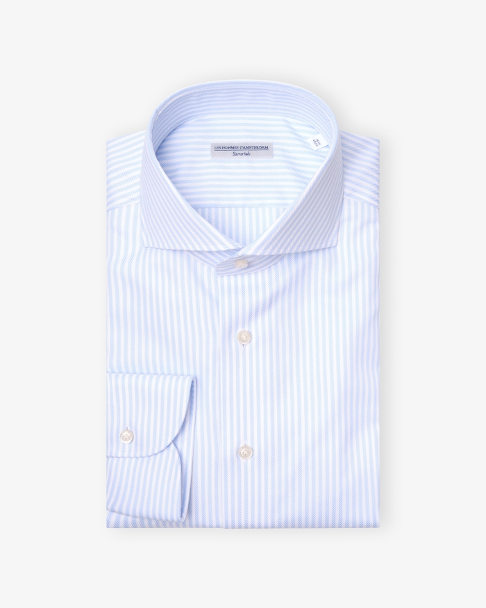 LES HOMMES D'AMSTERDAM LHDA x Albini - Shirt fine cotton - Stripes L.blue