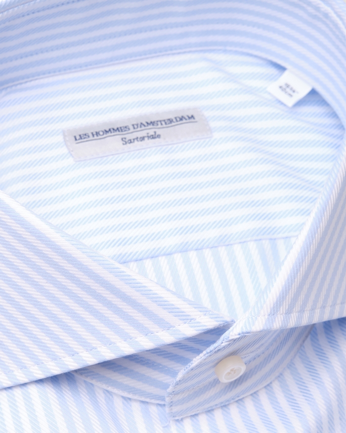 LES HOMMES D'AMSTERDAM LHDA x Albini - Shirt fine cotton - Stripes L.blue