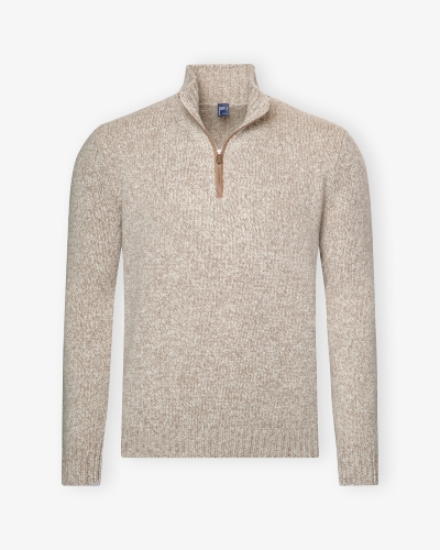 Fedeli - Half zip cashmere - Greige melange