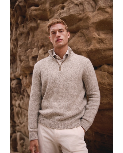 Fedeli - Half zip cashmere - Greige melange