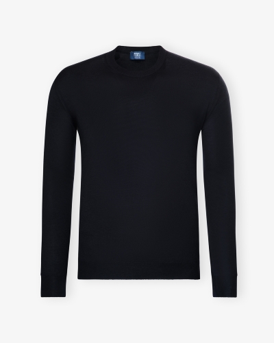Fedeli - Round neck cashmere silk - Navy