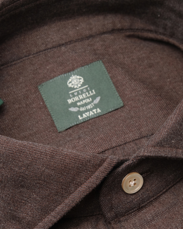 BORRELLI NAPOLI Borrelli Napoli - Shirt washed cotton - Brown
