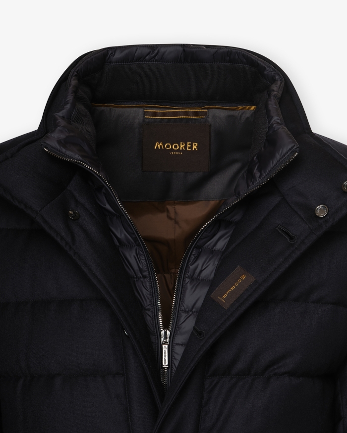 MOORER MooRER - Quilted parka - Goose feather cashmere - Navy
