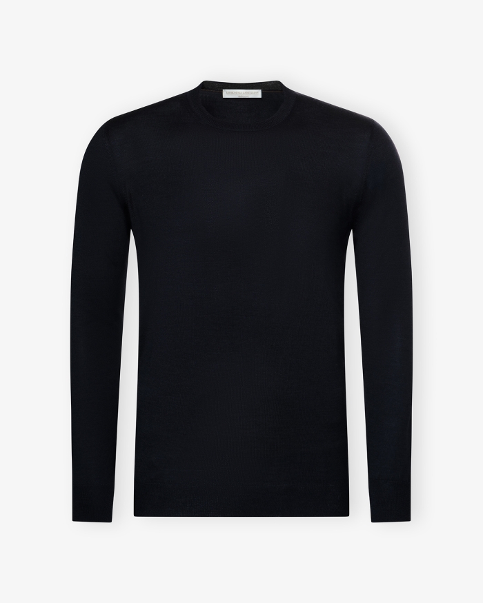 LES HOMMES D'AMSTERDAM LHDA - Round neck wool and silk - Navy