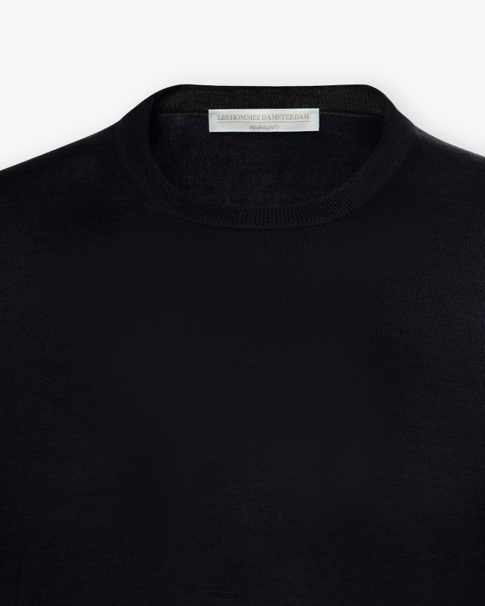 LES HOMMES D'AMSTERDAM LHDA - Round neck wool and silk - Navy