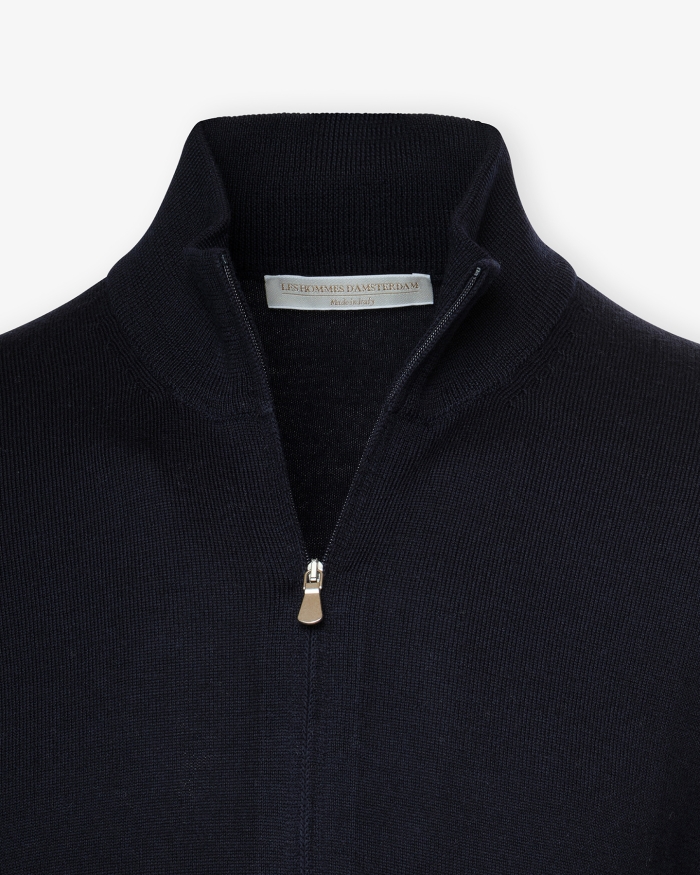 LES HOMMES D'AMSTERDAM LHDA - Full zip virgin wool - Navy