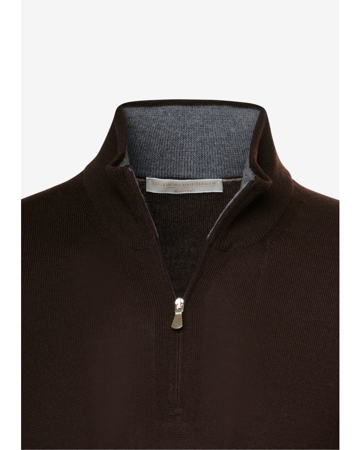 LES HOMMES D'AMSTERDAM LHDA - Half zip virgin wool - Brown