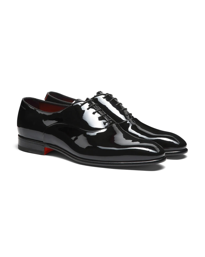 SANTONI Santoni - Patent leather Oxford shoe - Black