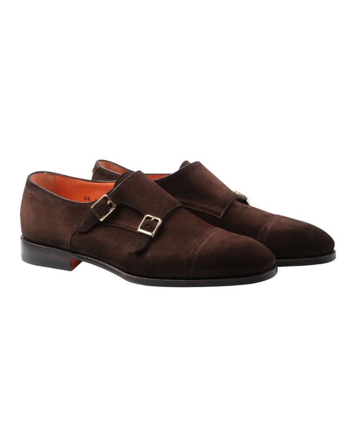 SANTONI Santoni - Calf suede double buckle - Brown