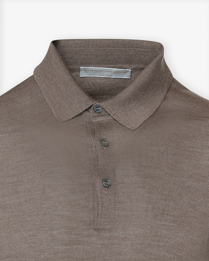 LES HOMMES D'AMSTERDAM LHDA - Polo long sleeve wool silk - Light brown