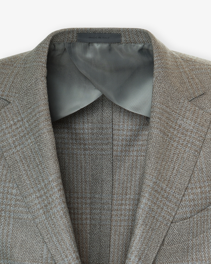 CORNELIANI Corneliani - Check jacket wool silk - Greige melange
