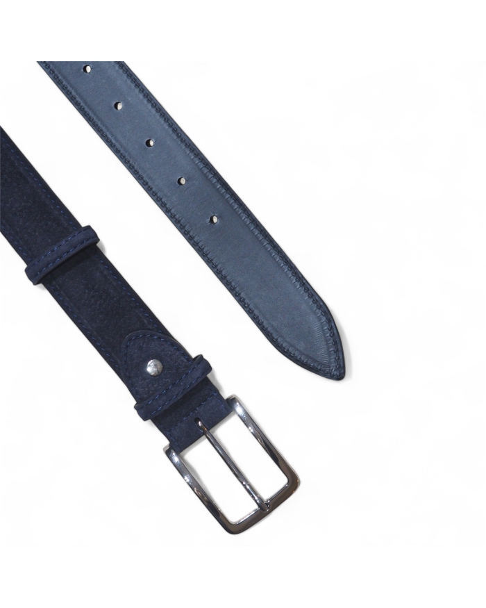 BONTONI Bontoni - Adjustable belt grain suede - Navy