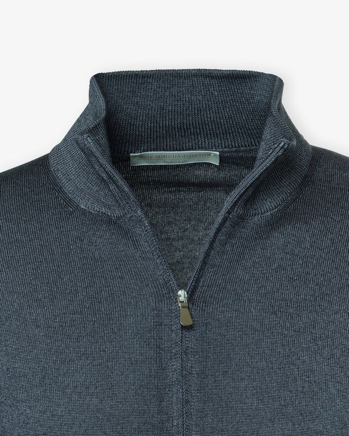 LES HOMMES D'AMSTERDAM LHDA - Full zip virgin wool - Washed blue grey