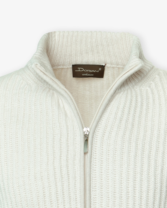 DORIANI CASHMERE JC - Sweater full zip - Wool cashmere - Offwhite