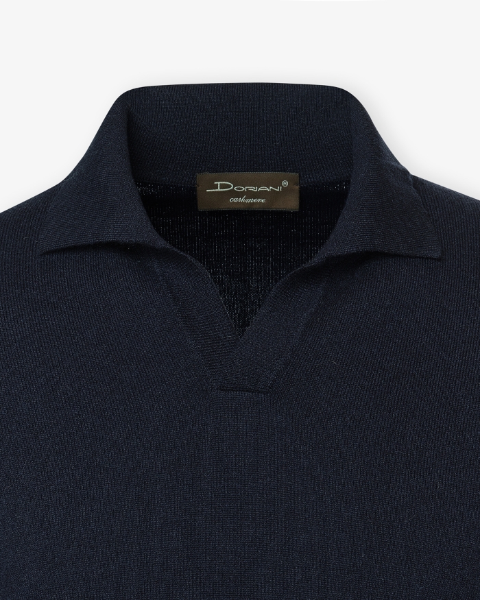DORIANI CASHMERE DC - Buttonless polo-shirt - Cashmere - Navy