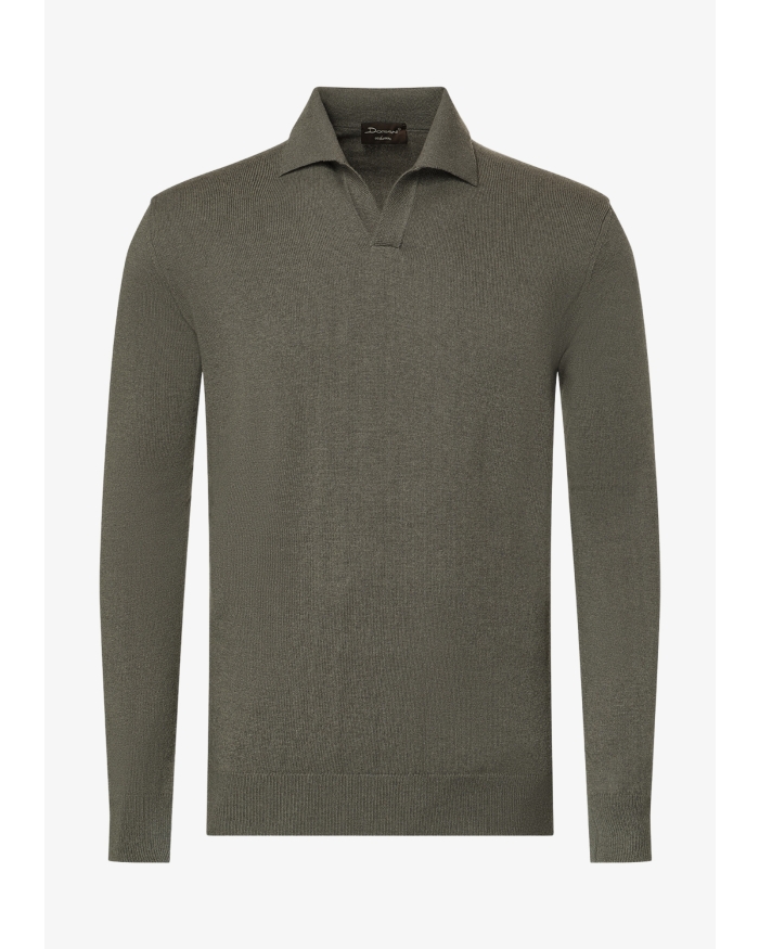 DORIANI CASHMERE DC - Buttonless polo-shirt - Cashmere - Olive Brown