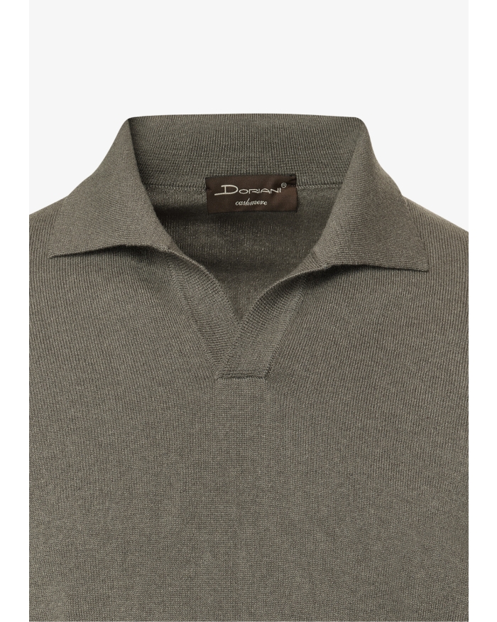DORIANI CASHMERE DC - Buttonless polo-shirt - Cashmere - Olive Brown