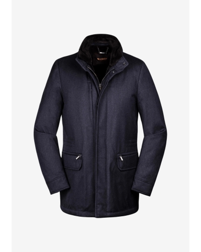 MooRER - Water proof field coat cashmere with fur - Navy