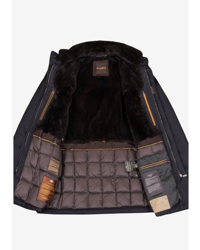 MOORER MooRER - Water proof field coat cashmere with fur - Navy