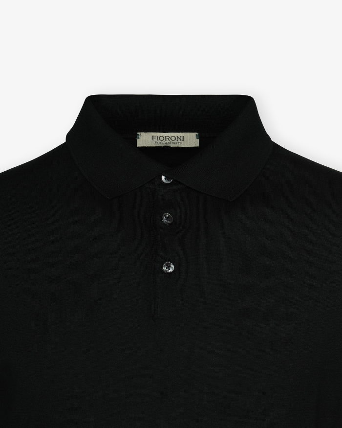 FIORONI Fioroni - Polo long sleeve - Sea cashmere cotton - Navy