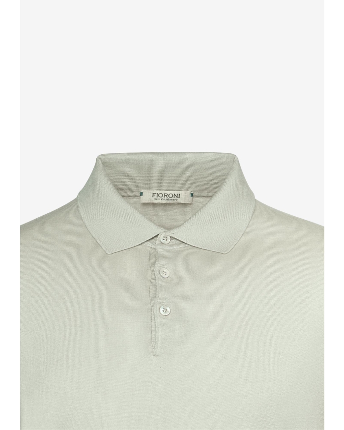 FIORONI Fioroni - Polo long sleeve - Sea cashmere cotton - Taupe