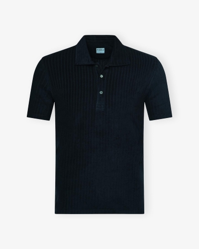 Fedeli - Terry cloth polo short sleeve - Navy