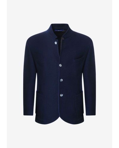 Fedeli - Stand collar jacket - Double cashmere - Blue