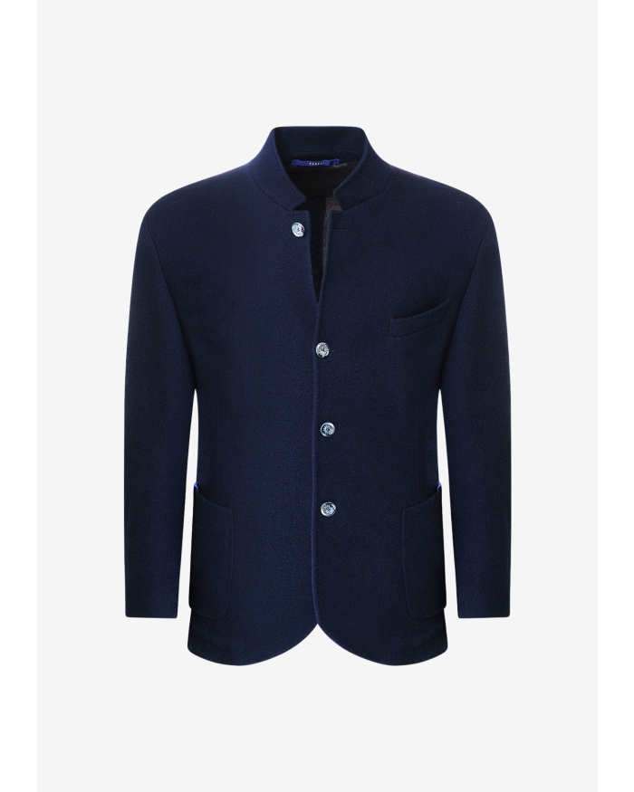 FEDELI Fedeli - Stand collar jacket - Double cashmere - Blue