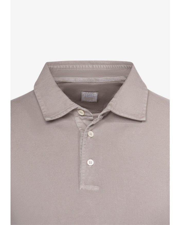 FEDELI Fedeli - Polo piquet short sleeve - Greige