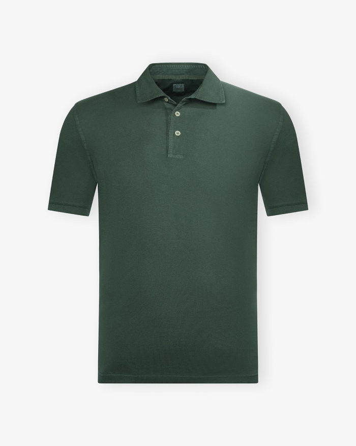 FEDELI Fedeli - Polo piquet short sleeve - Olive green