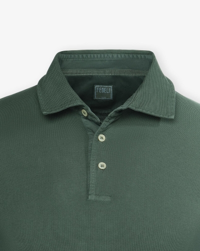 Fedeli - Polo piquet short sleeve - Olive green