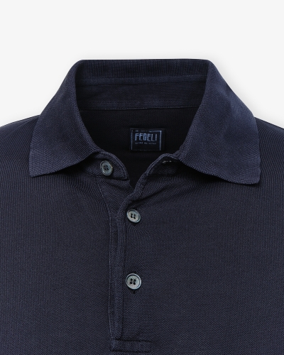 Fedeli - Polo piquet short sleeve - Dark blue