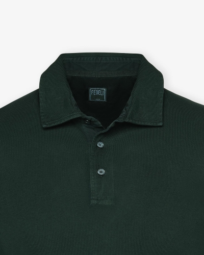 Fedeli - Polo piquet short sleeve - Dark green