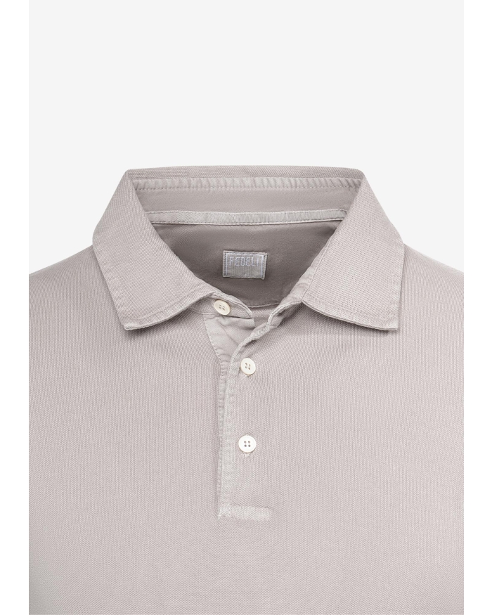 FEDELI Fedeli - Polo piquet short sleeve - Light grey