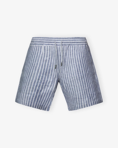 Fedeli - Short linen stripes - Navy