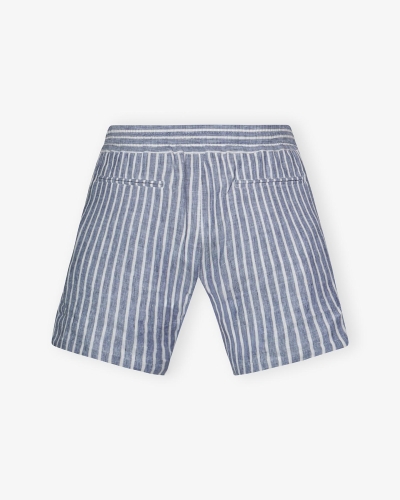 Fedeli - Short linen stripes - Navy