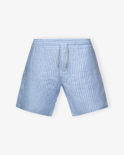 Fedeli - Short linen stripes - Light blue