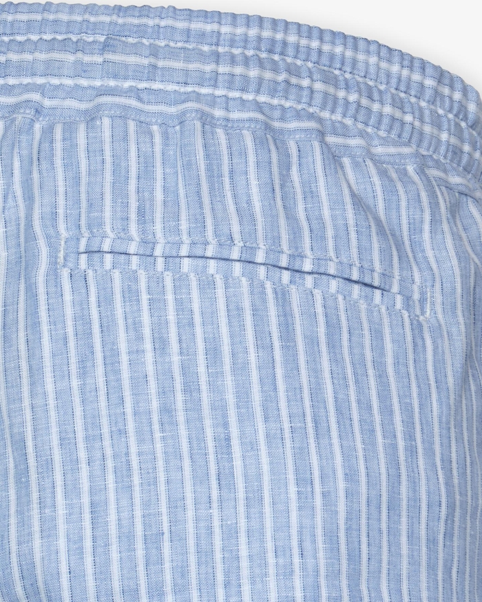 FEDELI Fedeli - Short linen stripes - Light blue