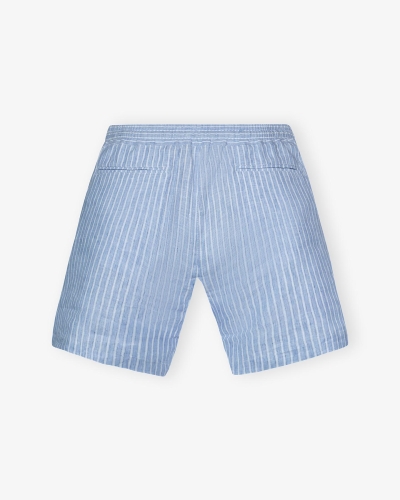 Fedeli - Short linen stripes - Light blue