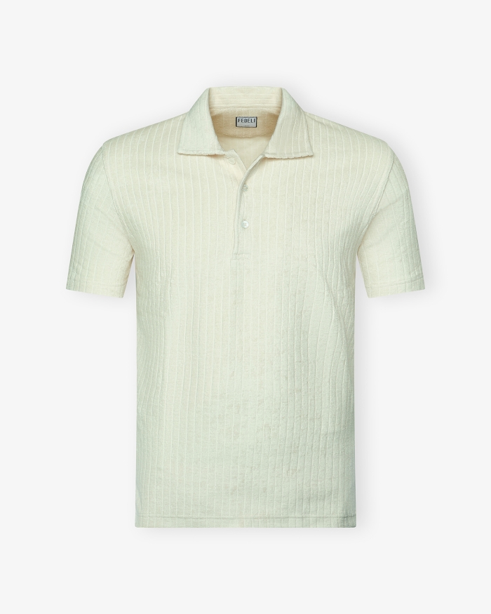 FEDELI Fedeli - Terry cloth polo short sleeve - Offwhite