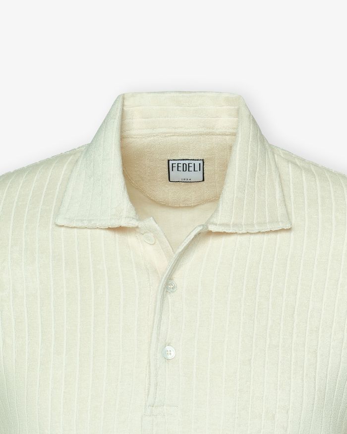 FEDELI Fedeli - Terry cloth polo short sleeve - Offwhite