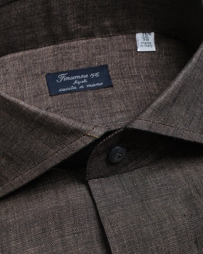 FINAMORE Finamore - Shirt Eduardo Napoli - Linen - Brown