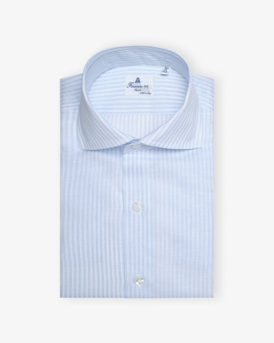 Finamore - Shirt 170's Egyptian cotton linen - Blue stripes