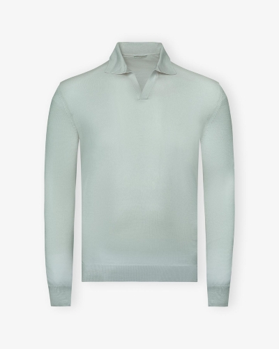 LHDA - Polo long sleeve - Virgin wool - Pearl grey